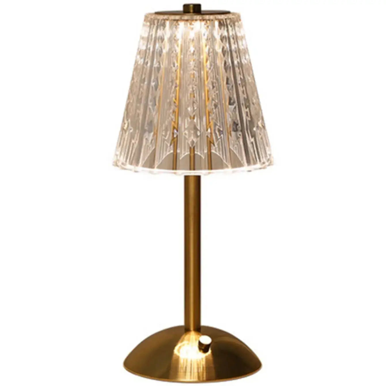 Crystal retro table lamp with gold-tone base and faceted crystal shade