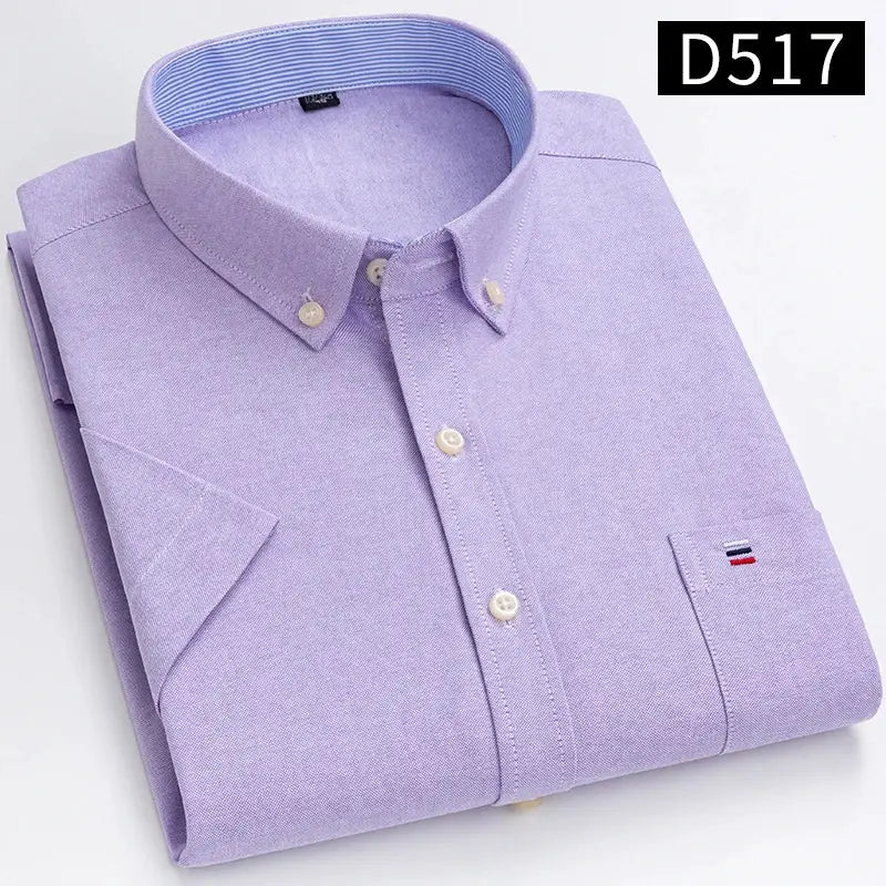 Lavender men's oxford shirt, 100% cotton, button-down collar, small flag on pocket, Simples Market