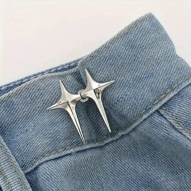 StarWear Star Shaped Waist Buckle Decorative Detachable Buttons No Sew Waist Adjustment Quick Easy Fit Zinc Alloy