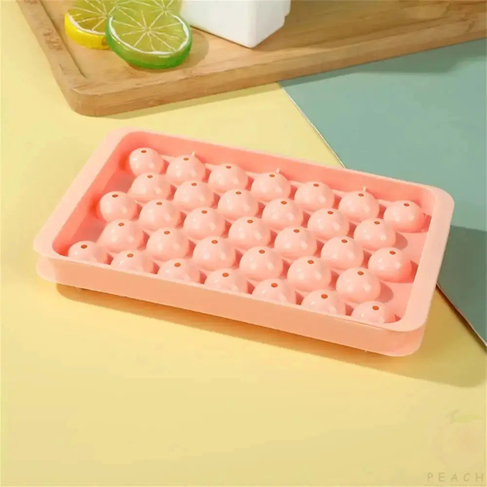 3D Round Ice Cube Tray With Lid For Ice Balls And Compartments 33 Cell Ice Mold Set