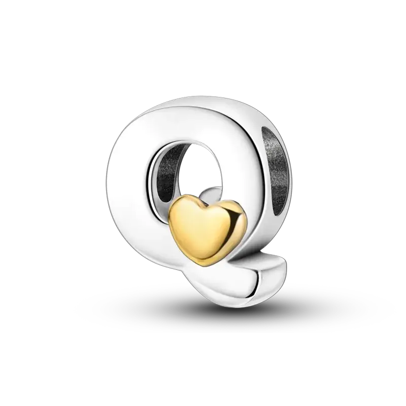 Charmhub Fit Original silver bangle bracelet with gold-tone heart charm
