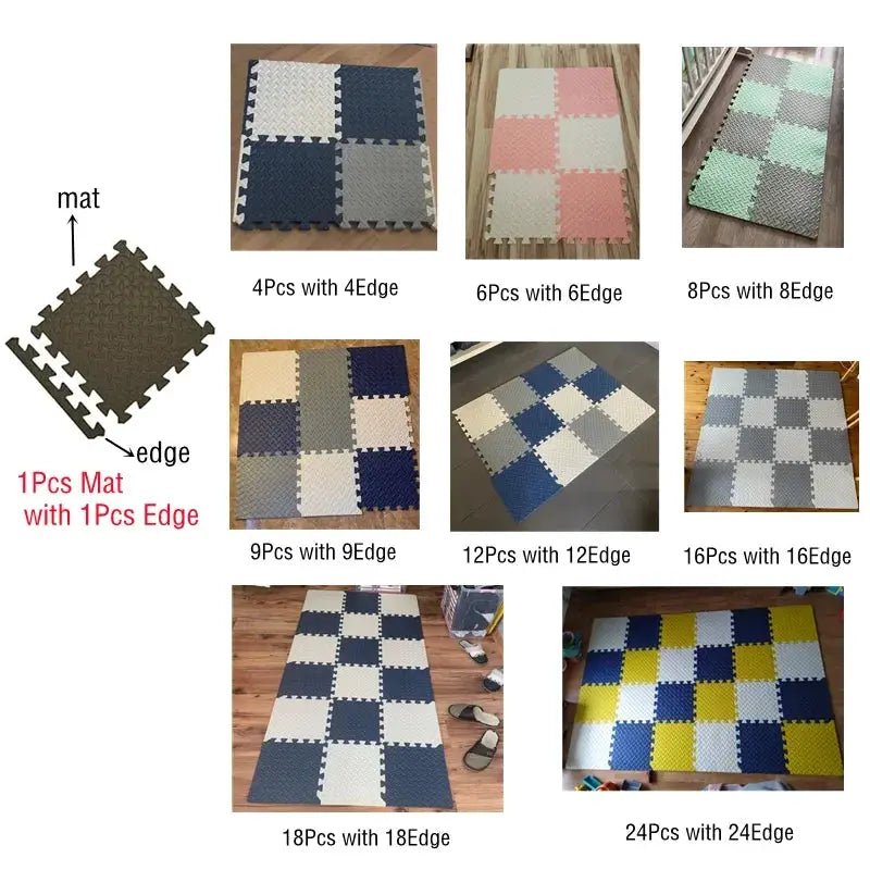 16 Piece Foam Baby Play Mat Interlocking Puzzle Tiles For Kids 30x30x1 Cm Soft Floor Carpet Set