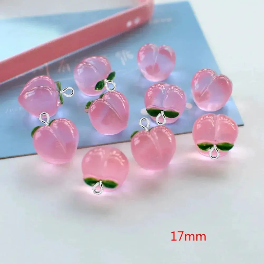 10 Pieces Transparent Peach Flat Resin Charms For Jewelry Making DIY Earrings Necklace Keychain Decoration