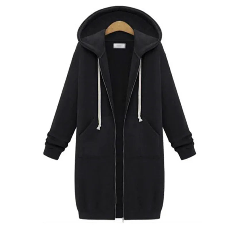 Thickened Hoodies For Women Maxi Length Parka Hoodie Insulated Winter Coat With Zipper Pockets
