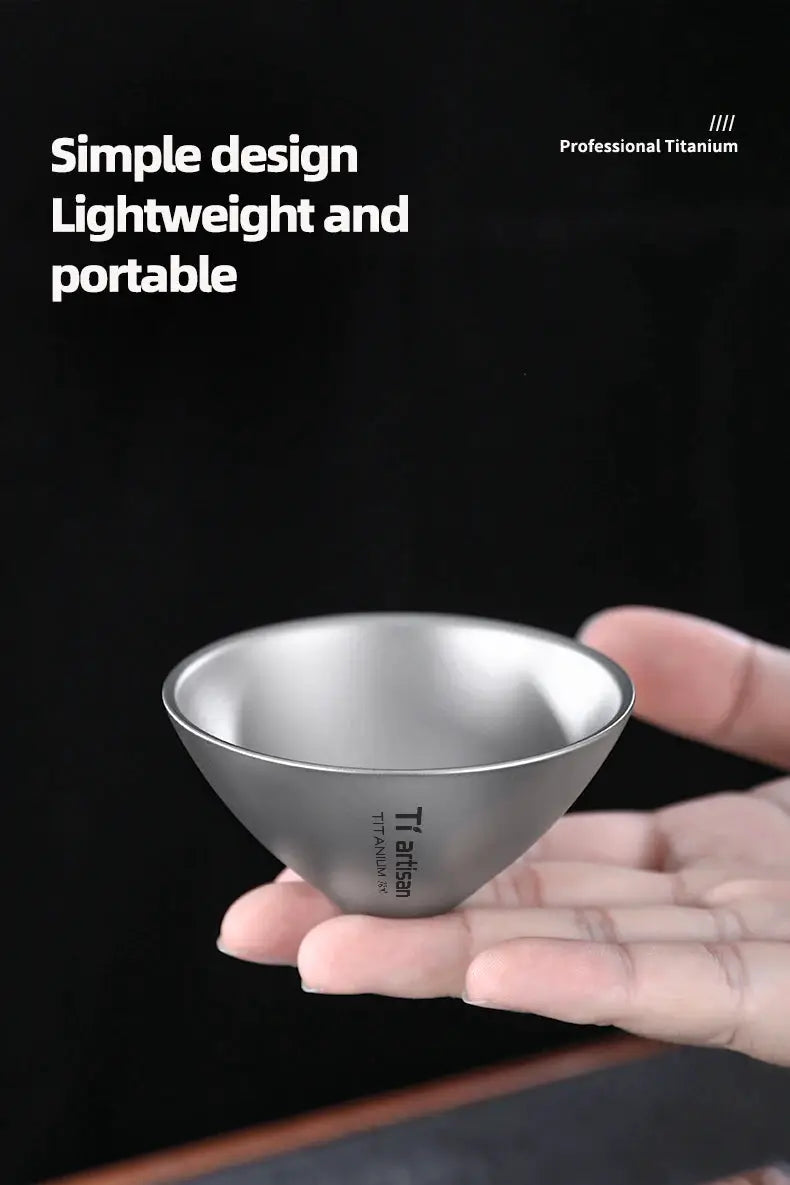 Tiartisan titanium 80ml double-layer gourd teacup; ultralight outdoor camping mug.