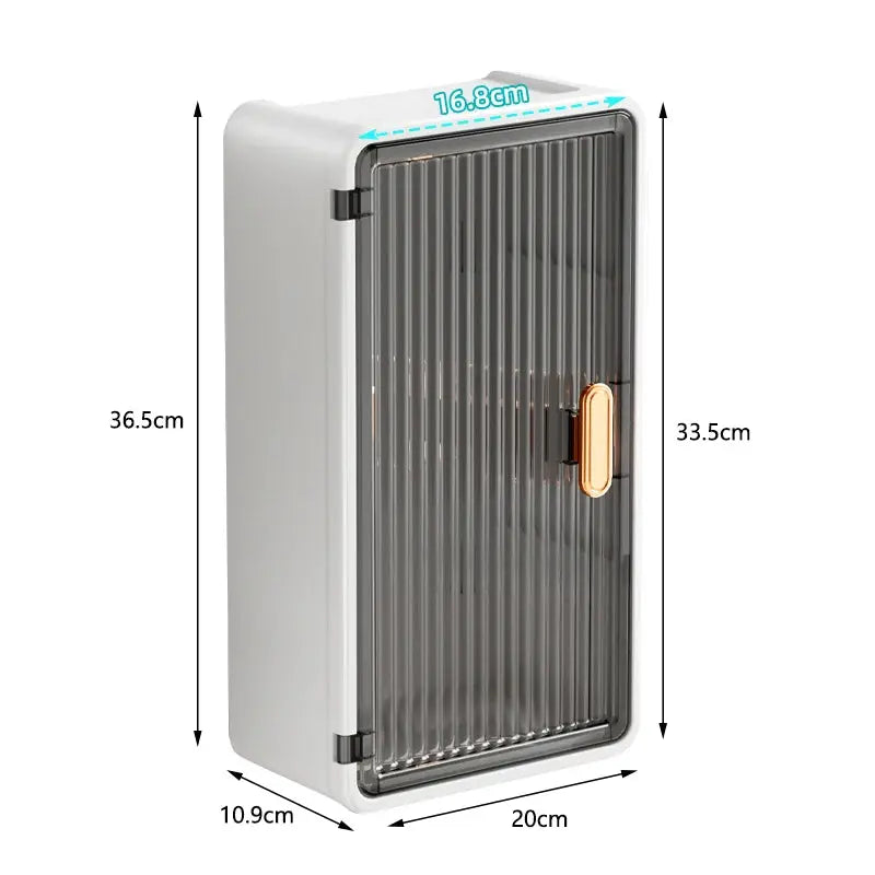 Simples Market bathroom wall-mounted waterproof tissue box and toiletries organizer, white body with ribbed front.