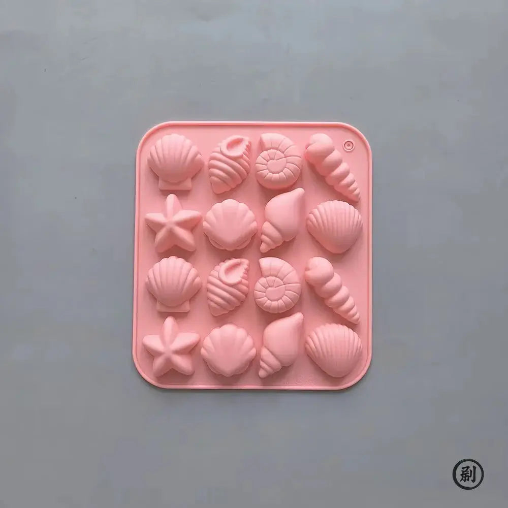 Chocolate Silicone Mold Shell Marine Animal Shape 3D 16 Cavities Candy Pudding Cake Decoration