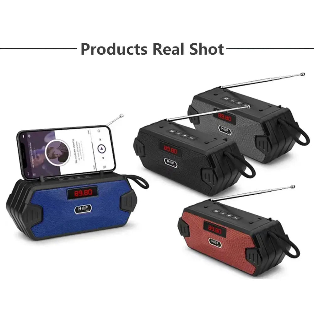 Bass Hifi outdoor portable Bluetooth speaker by Simples Market with FM radio, blue/black/red (3-pack)