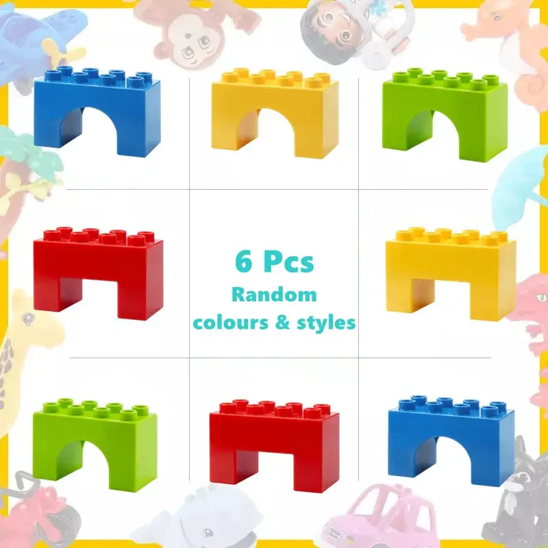 6 Piece Big Building Block Accessories Compatible With Enlighten Large Bricks Foundation Blocks Educational Toy