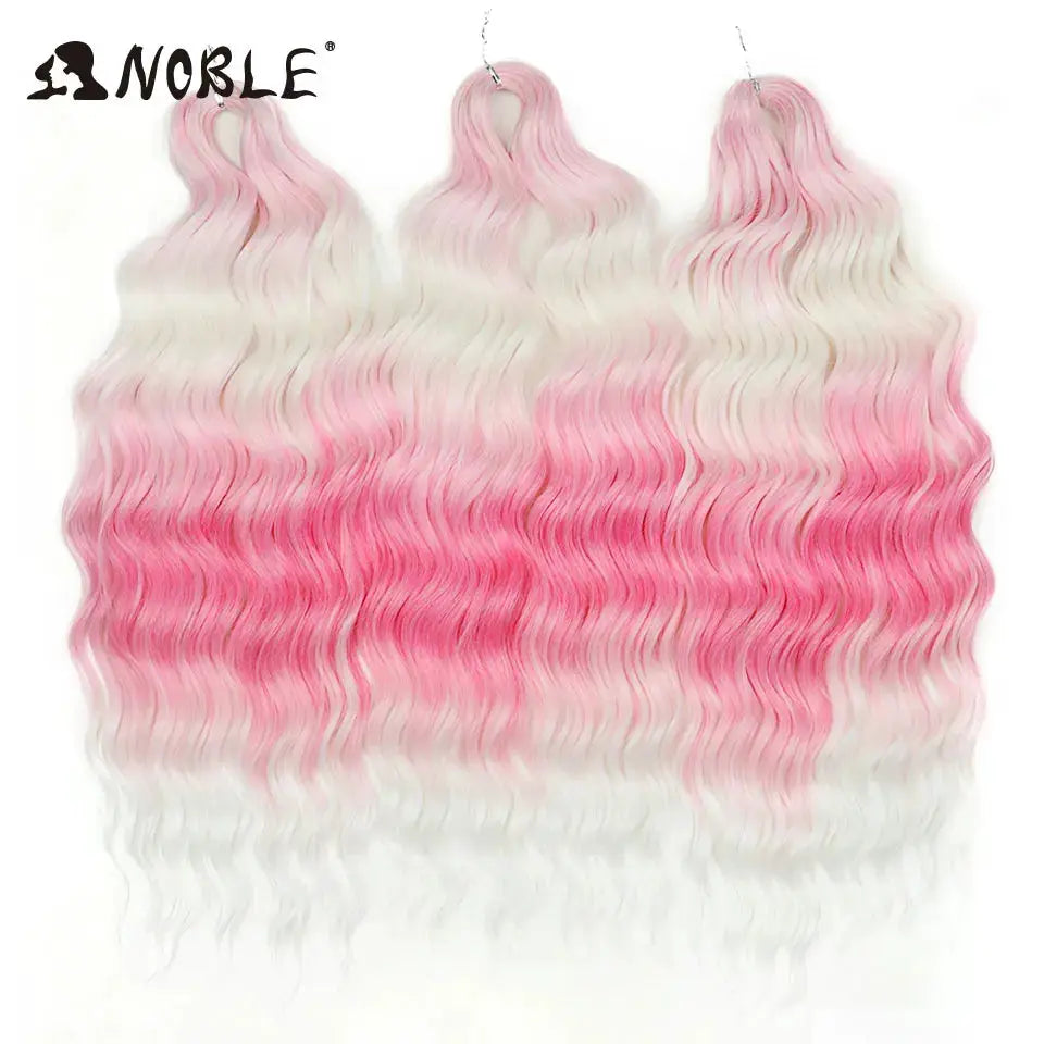Noble Hair synthetic loose deep wave 24in braiding extensions, pink–white ombre, set of 3 Simples Market