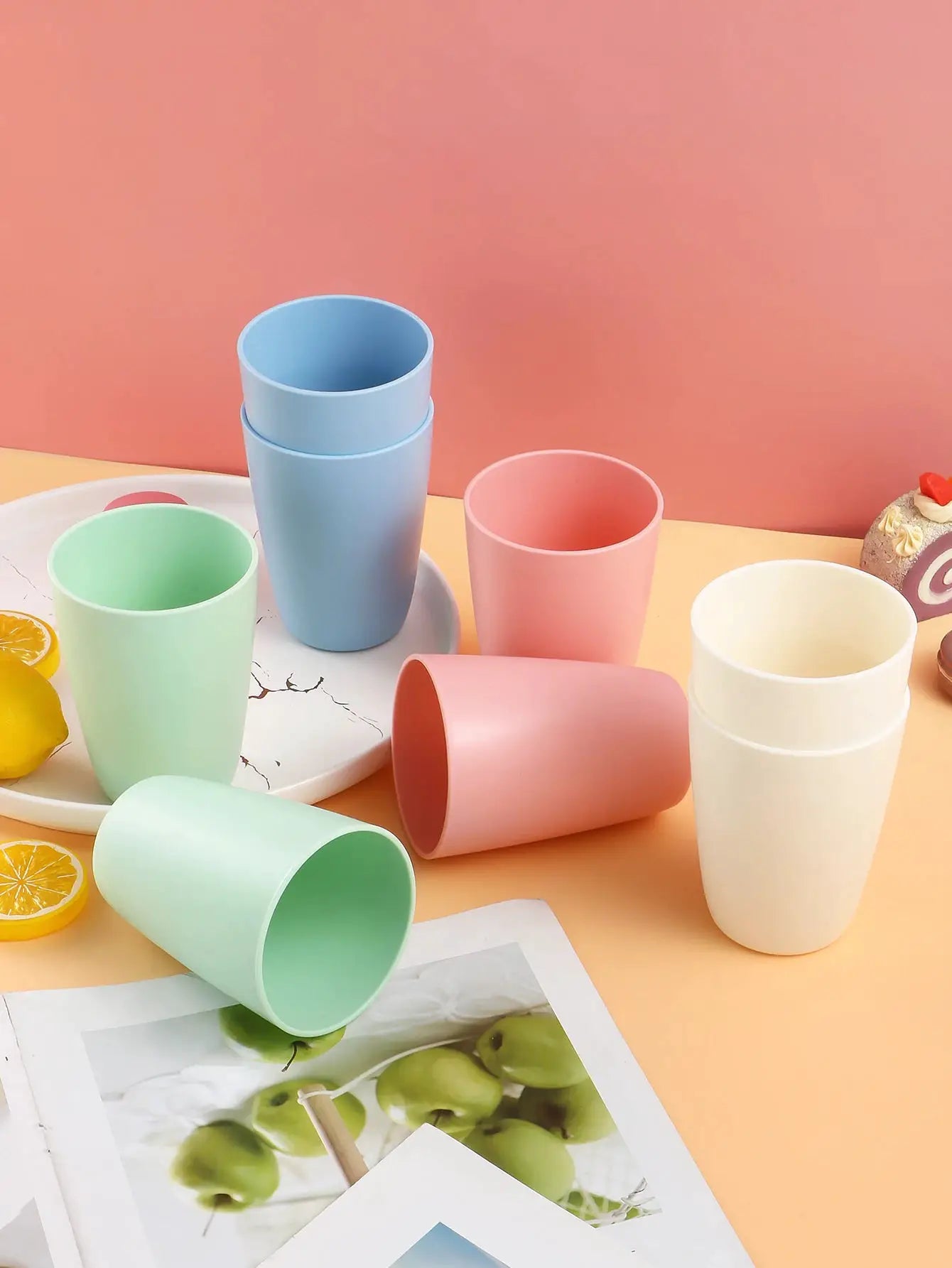 Colorful Reusable Plastic Cups Set 4 or 11 Pieces PP Material Perfect for Camping Picnics Kitchen Use