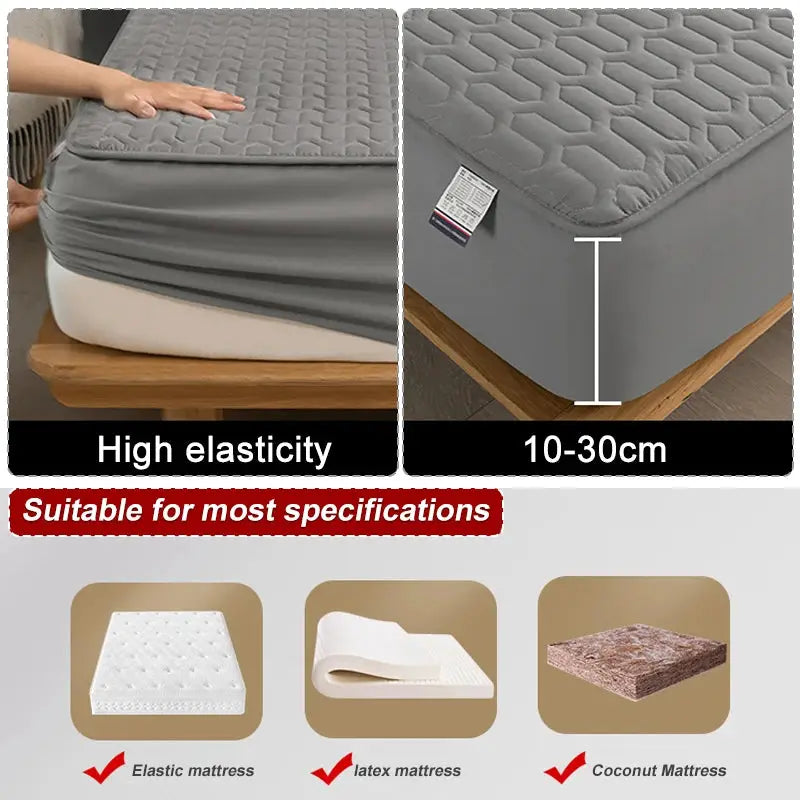 Waterproof quilted latex mattress cover by Simples Market, grey fitted sheet protector for 150/160/180x200.