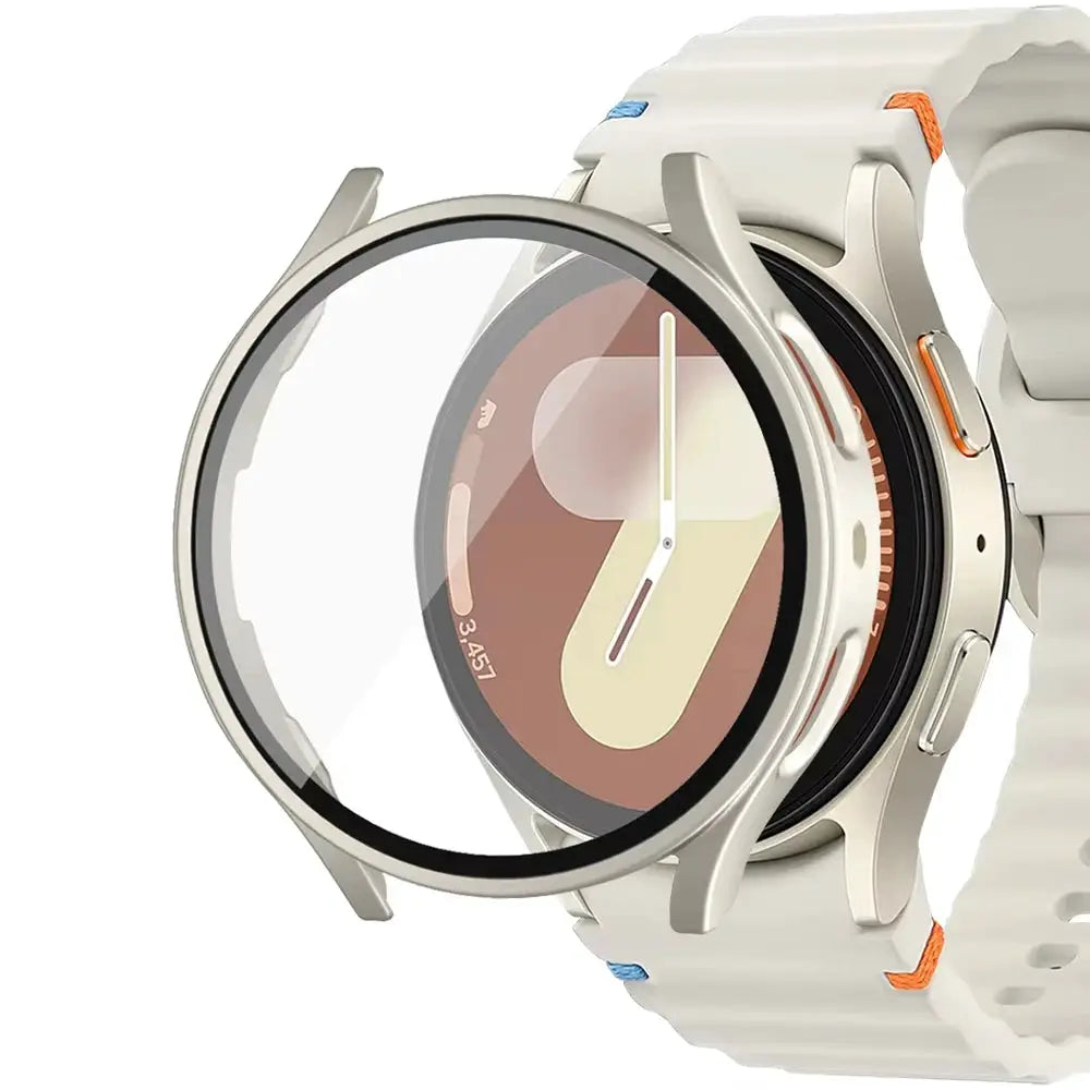 Simples Market white matte hard PC watch case with tempered glass screen protector for Samsung Galaxy Watch (40/44mm)