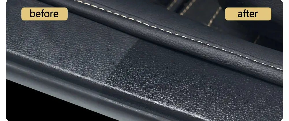 Hydroshine ceramic trim restorer gel for plastic, vinyl and rubber interior on black dashboard panel from Simples Market