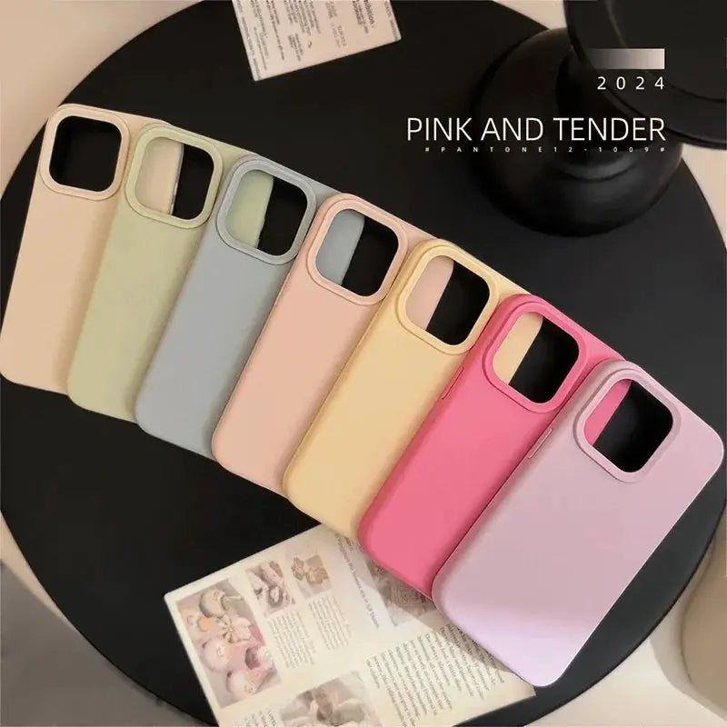 Dopamine Silicone Solid Color Phone Case For iPhone 11 Through 17 Pro Series Minimalist Durable Back Cover