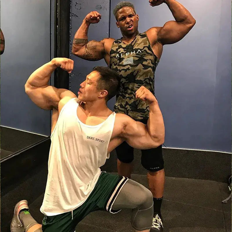 Men's mesh quick-dry gym shorts; green shorts with white trim and black shorts, two pairs shown.