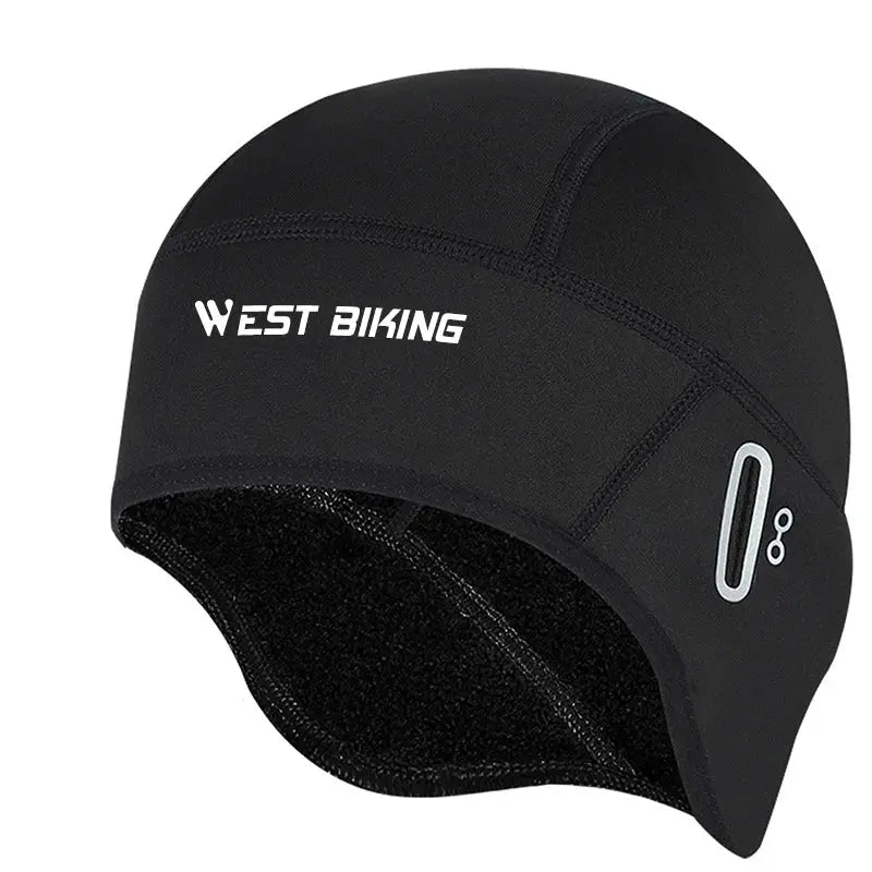West Biking Winter Fleece Cycling Cap Windproof Thermal Skull Cap Helmet Liner For Men MTB Riding