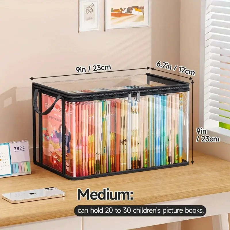 Pvc Storage Bag With Flip Lid And Viewing Window Durable Rectangular Organizer For Toys Crafts Books Snacks