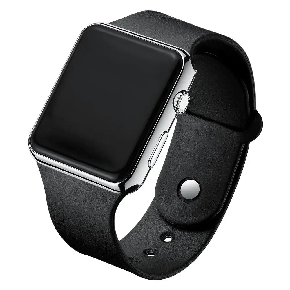 NovaTime Digital LED Watch for Men and Women Sleek Black Silicone Strap Easy Read Display