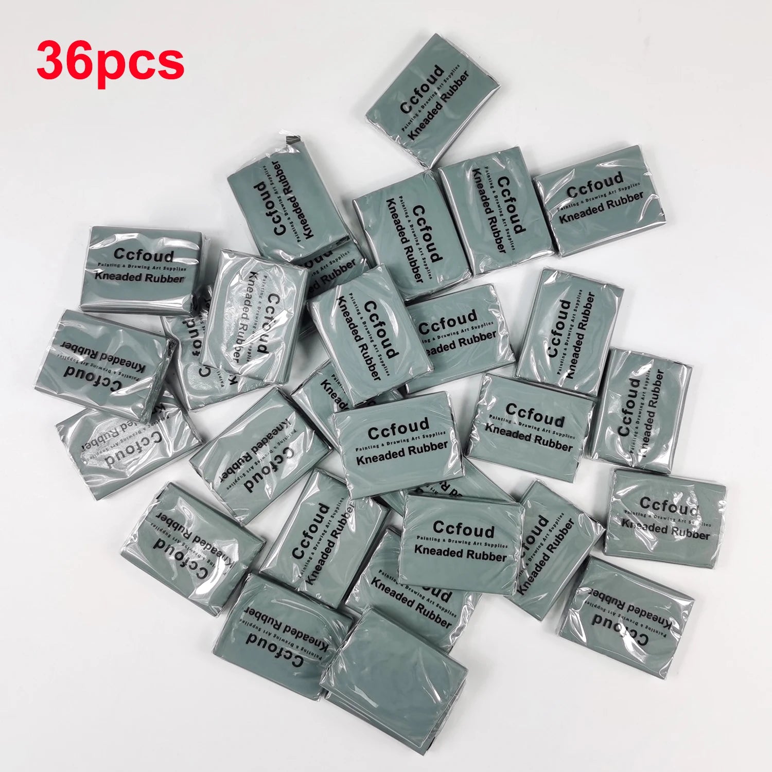 Kneaded rubber erasers, grey, 36pcs in Ccfoud packaging for blending and sketching