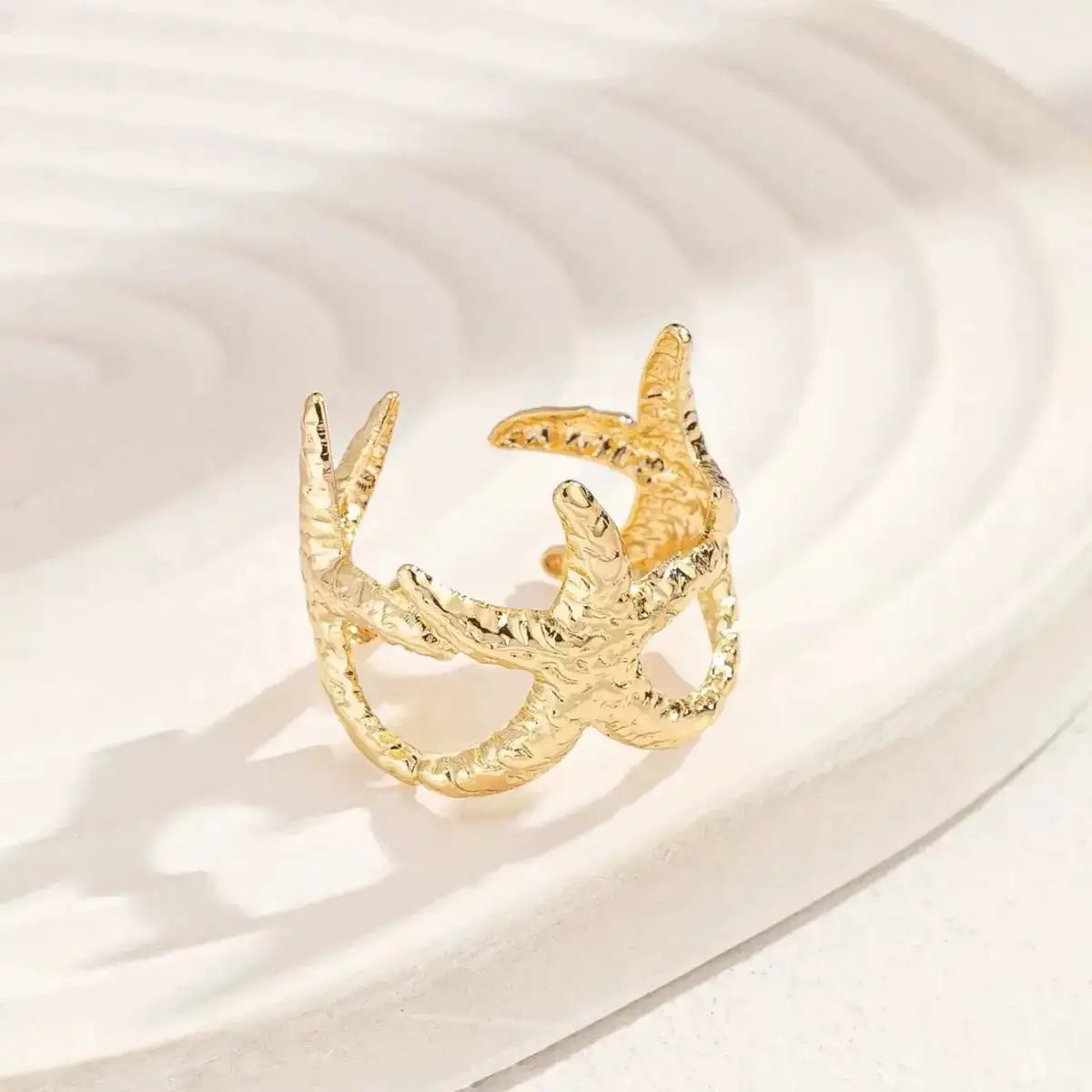 Geometric Wide Edge Adjustable Ring In Electroplated Gold With Minimalist Design For Daily Wear And Special Occasions