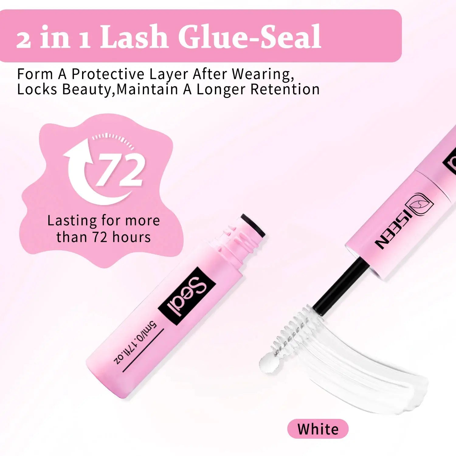 2x ISEEN Lash Bond and Seal 10ml lash glue and seal tubes in pink packaging, Simples Market