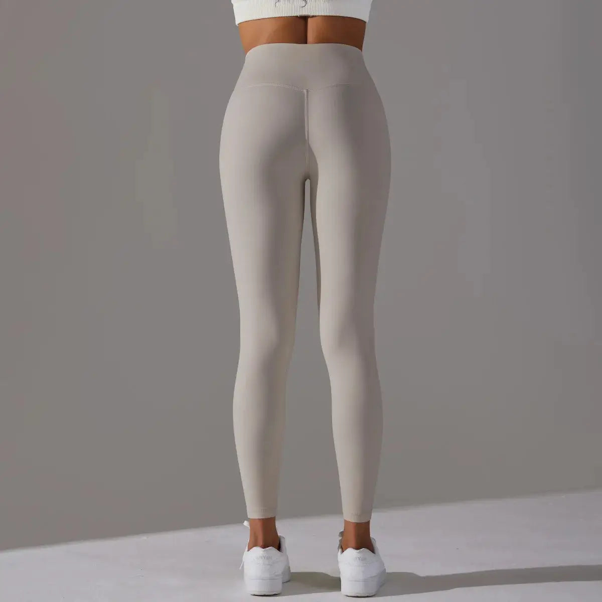 High Waist Naked Feeling Leggings by Simples Market, beige nude color gym/yoga fitness leggings