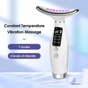 7 Colors LED Face And Neck Beauty Device With Vibration Massage And LED Light Therapy For Home Use 7 Modes 3 Levels
