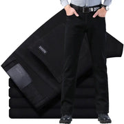 Men's black stretch slim-straight denim jeans by Simples Market.