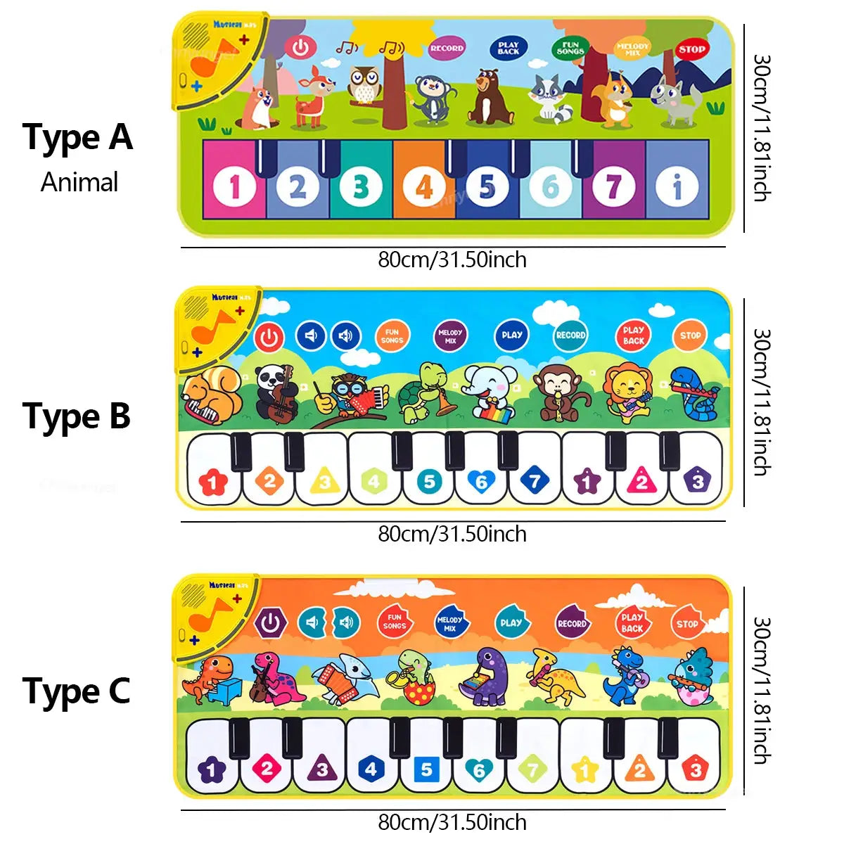 Piano Mat For Kids 80 By 30 Cm Floor Keyboard Dance Mat Play Musical Carpet For Toddlers Girls And Boys Gift