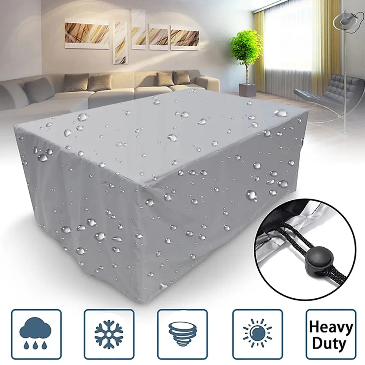 Terrace patio furniture cover, waterproof 210D gray fabric for outdoor sofa set