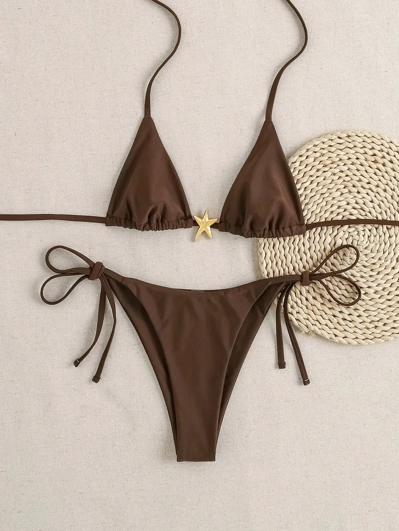 2026 New Womens Bikini Set Adjustable Tie Side Bandage Swimwear High End Sexy Two Piece Bathing Suit Push Up