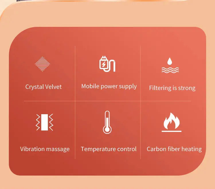 Electric neck and shoulder heating pad by Simples Market with crystal velvet cover; 3 heat levels, vibration massage.