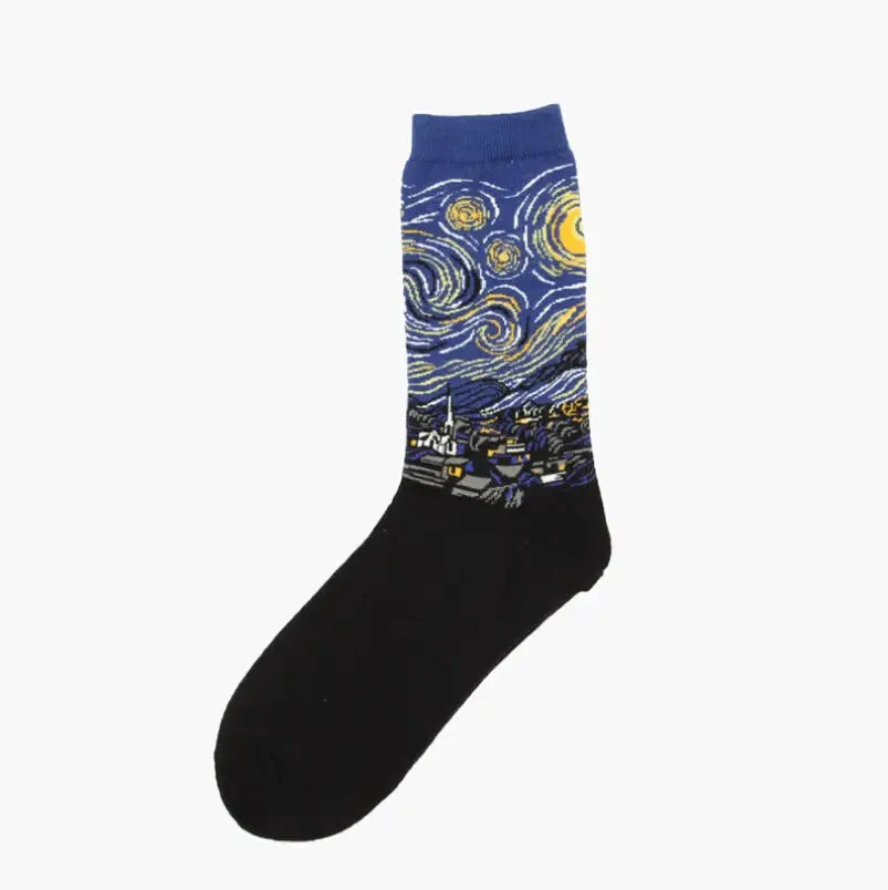 Van Gogh Mural Inspired Retro Men Socks 1 Pair Autumn Winter World Famous Oil Painting Series Funny Socks