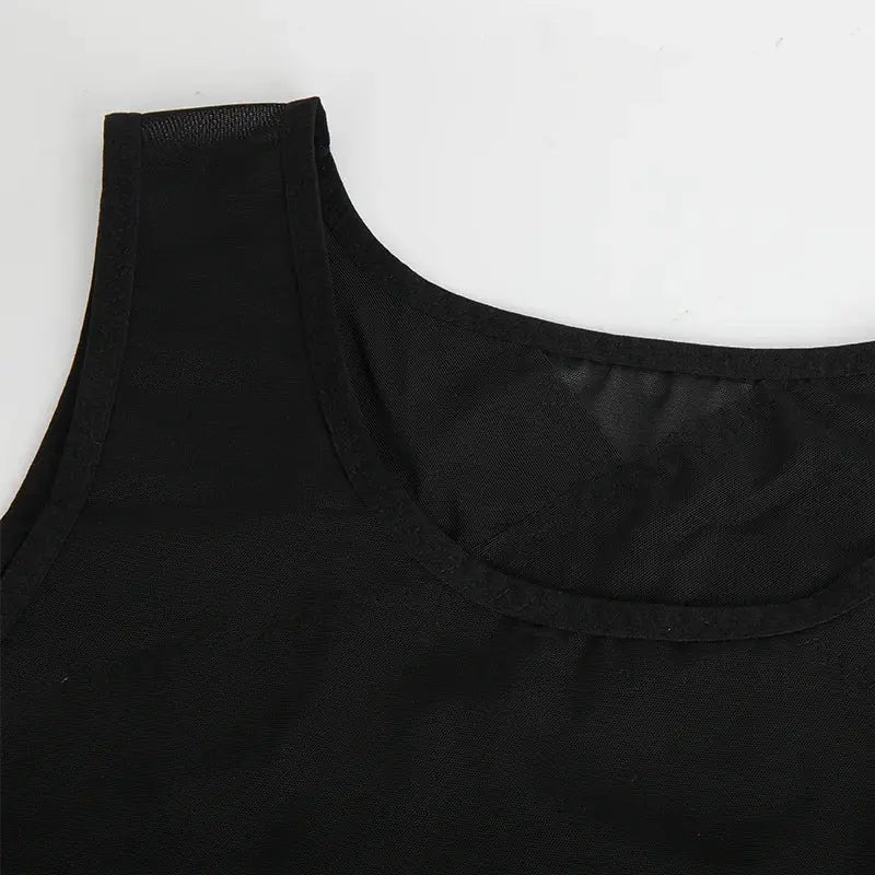 Men's black shapewear tank top sleeveless undershirt with wide shoulder straps