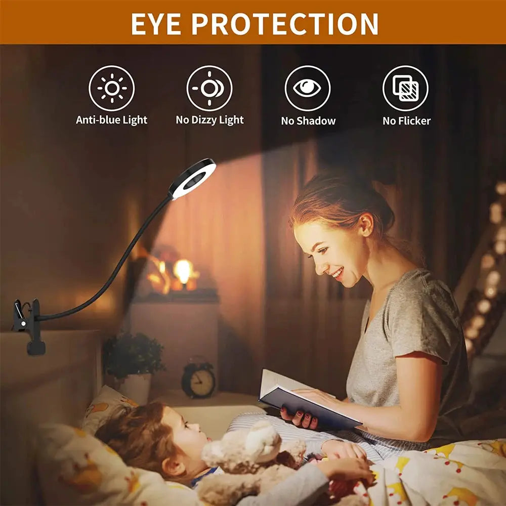 48-LED USB desk clip lamp by Simples Market with 360° flexible gooseneck for eye-protection reading light