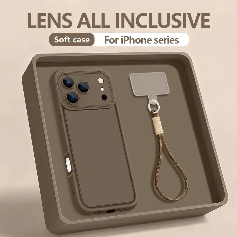 Wrist Strap Lanyard brown shockproof TPU silicone phone case for iPhone series by Simples Market