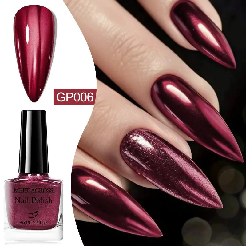 NovaGlow Metallic Nail Polish Mirror Effect 8ml Fast Drying Long Lasting No Lamp Cure Professional Salon Quality