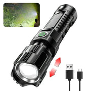 LumenPro 2000LM LED Flashlight USB Type C Rechargeable Built In Battery Tactical Torch For Outdoor Camping