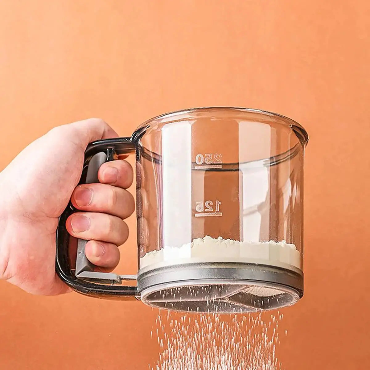 Homefish Kitchen Baking Cake Flour Sieve 40 Mesh Semi Automatic Filter Sieve With Capacity Scale