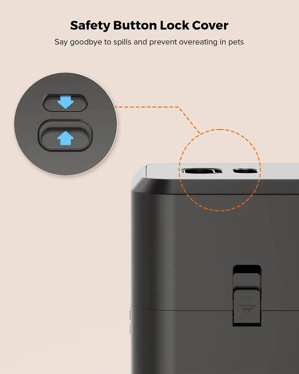 Smart Pet Feeder by Simples Market; black automatic cat/dog food dispenser with safety lock cover