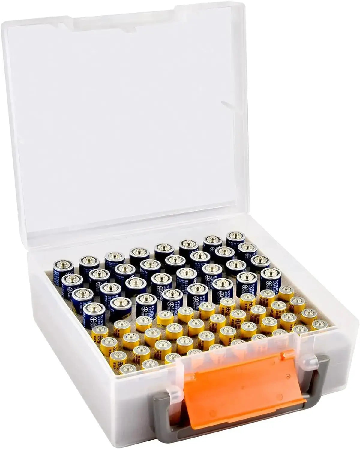 72 Capacity Battery Storage Organizer for AA and AAA Batteries Durable Box Case for Home Drawer and Garage Organization