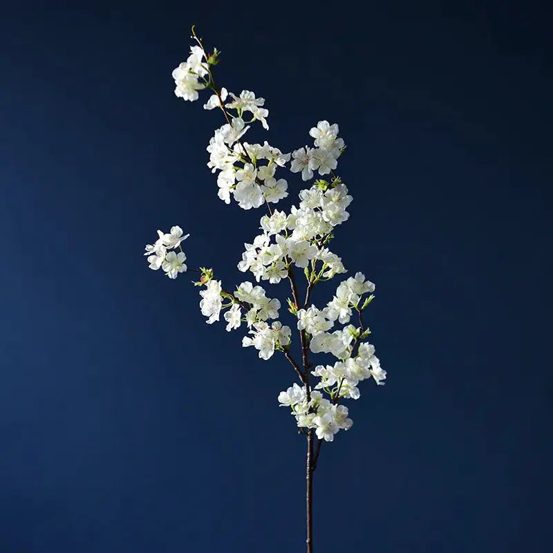 4 Stem Cherry Blossom Long Branch Silk Artificial Flowers For Bedroom Decor White Sakura Wedding 1 Piece