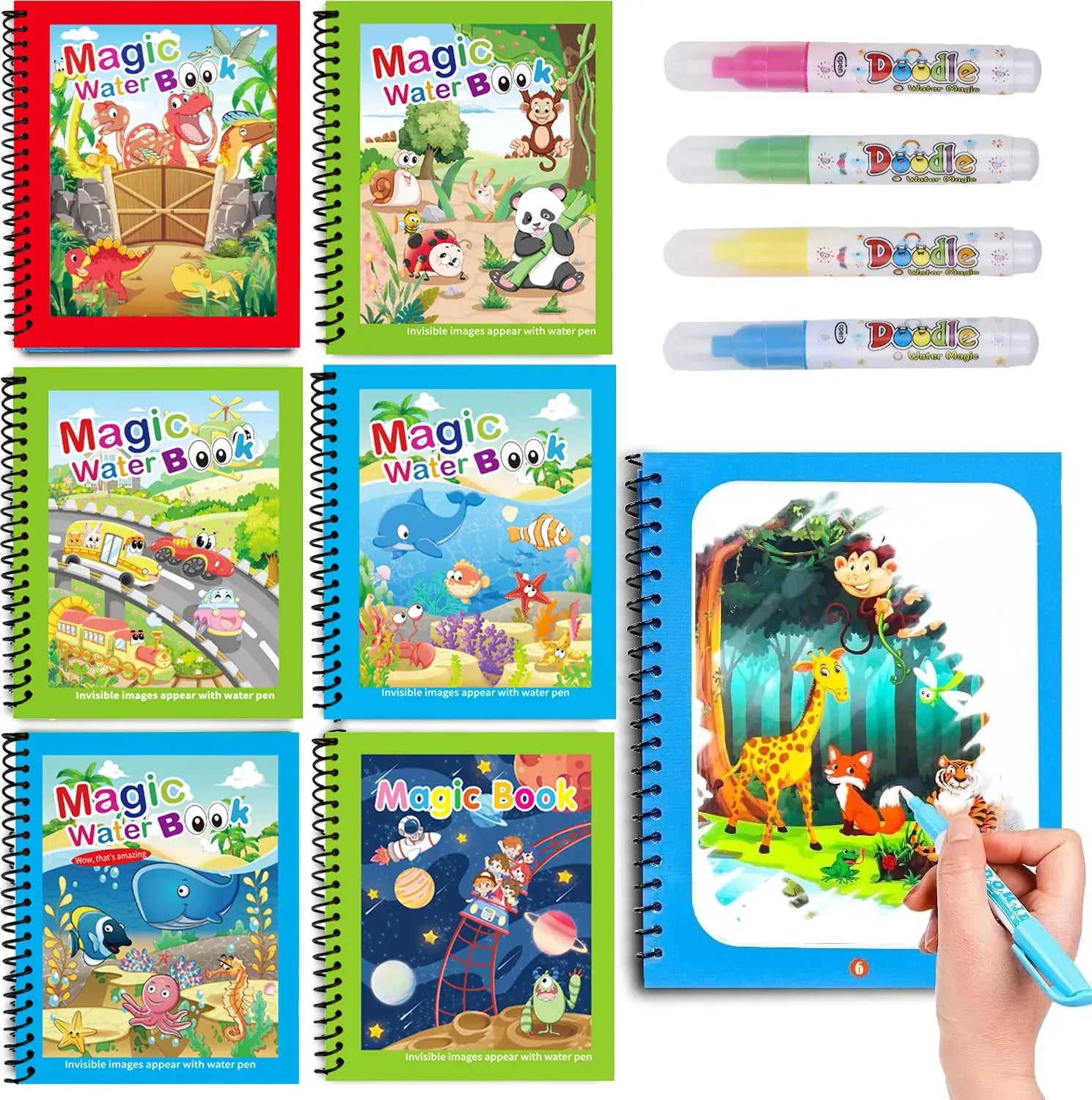 Reusable Water Drawing Book Mess Free Magic Painting Pad With Refillable Water Pen For Kids Learning Educational Toy