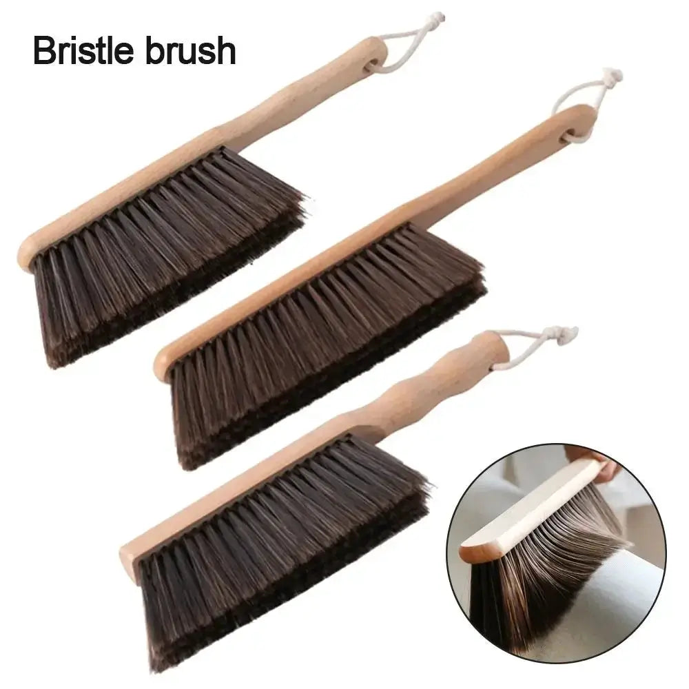 3-pack natural wood bristle brushes with anti-static fibers for coffee grinder and desktop cleaning by Simples Market