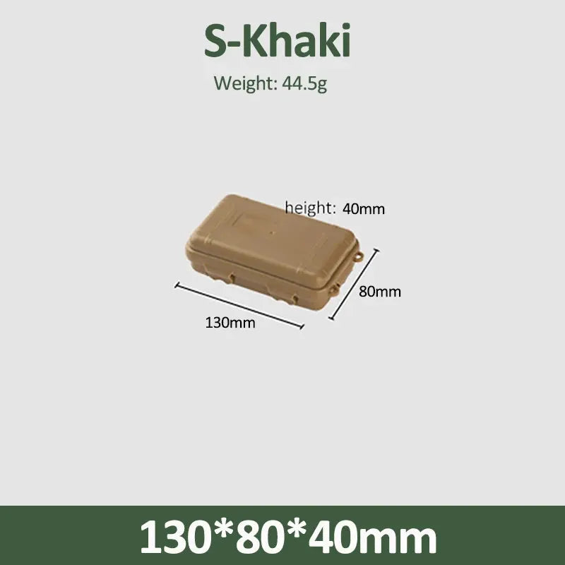 Survival box S-Khaki plastic waterproof sealed outdoor storage 130x80x40mm, 44.5g