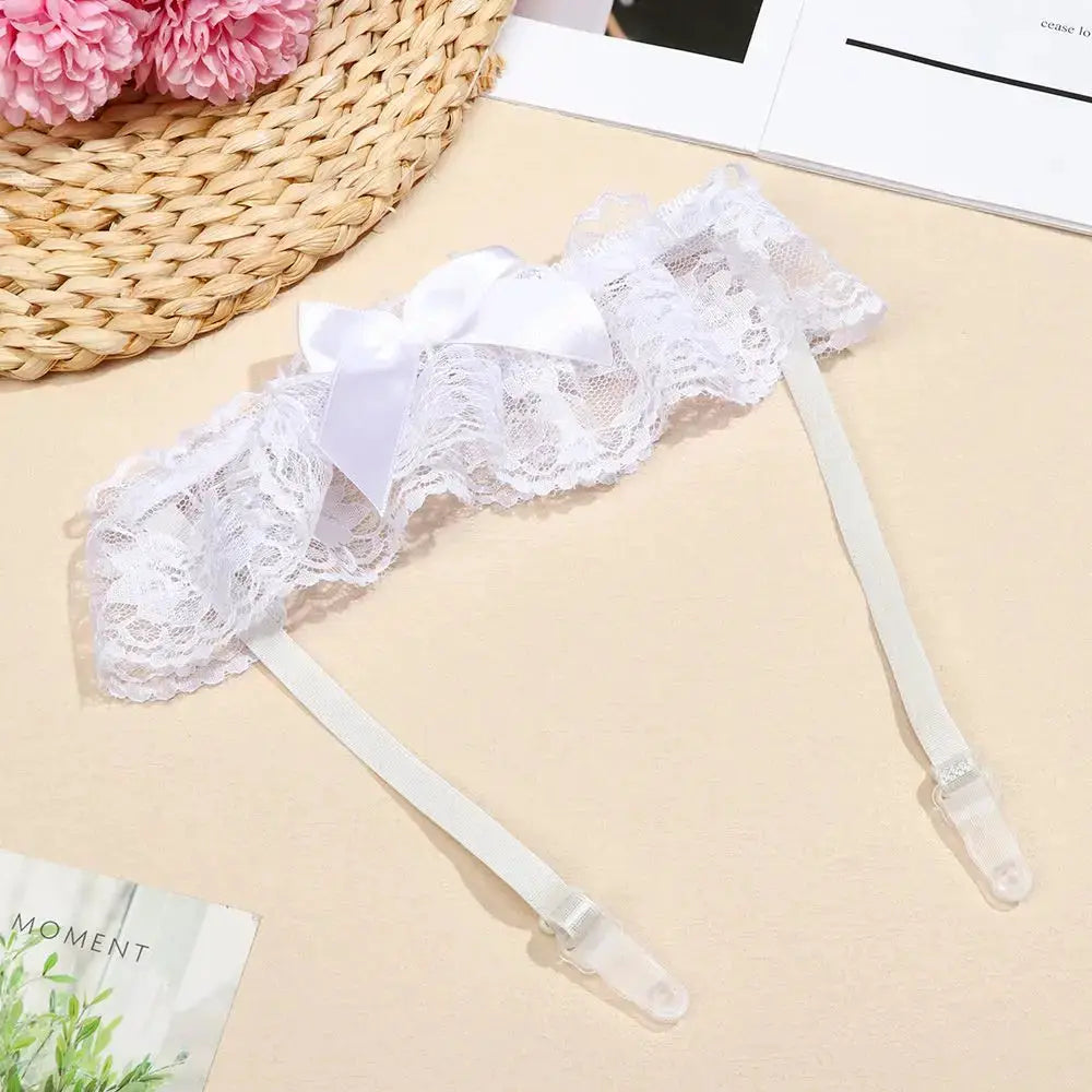 LaceLux Garter Belt Leg Ring With Elegant Elastic Polyester Lace Bowknot For Wedding And Cosplay