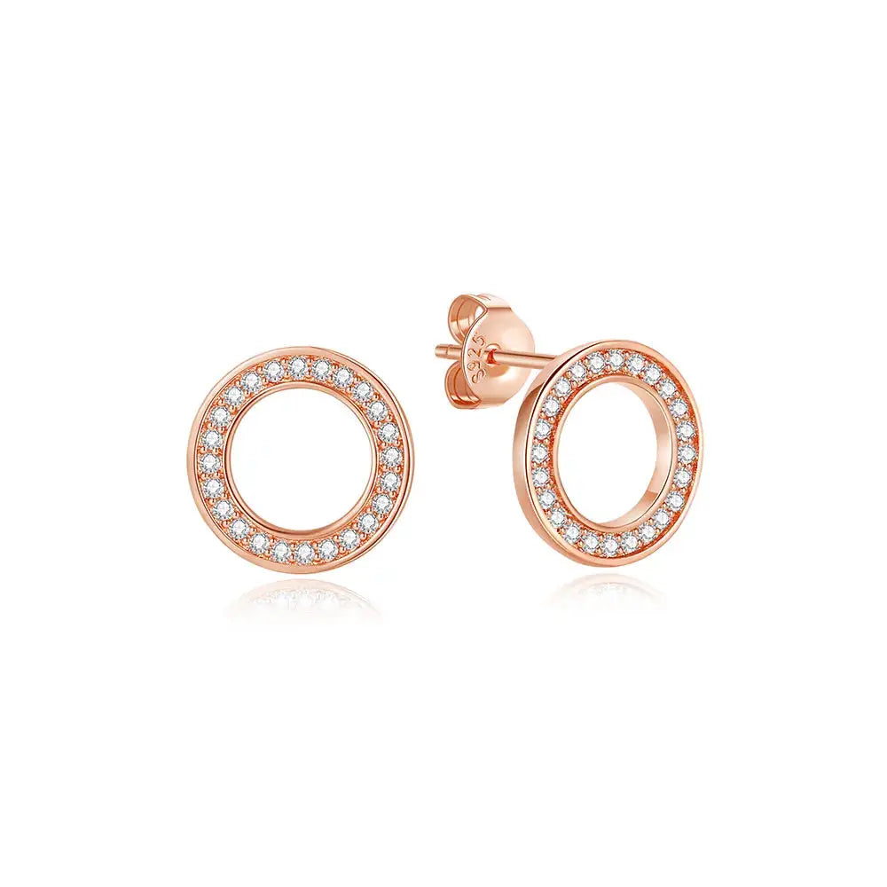925 Sterling Silver Stud Hoop Earrings For Women Crystal Zircon Rose Gold Crown Heart Infinity Bee Design Jewelry
