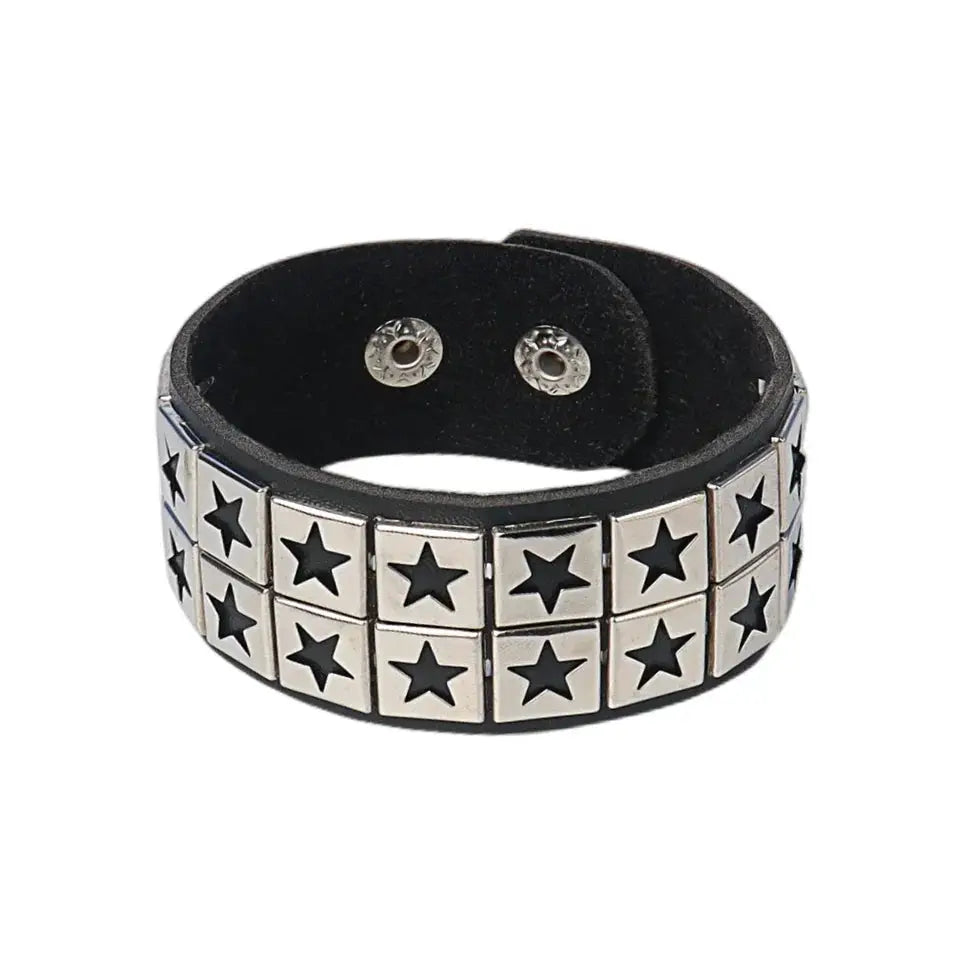 Punk Fashion Black Leather Cuff Bracelet with Metal Rivets and Studs for Men and Women Rock Gothic Jewelry 2024