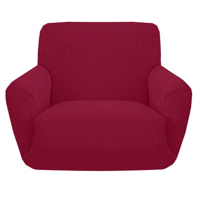 Jacquard polyester armchair cover in red for a 1-seat sofa, elastic slipcover by Simples Market
